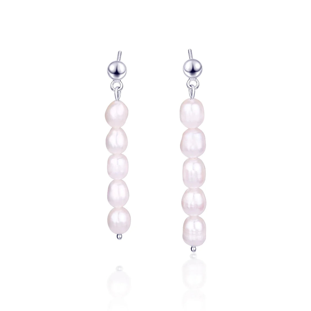 Droplet Pearl Earrings - Silver
