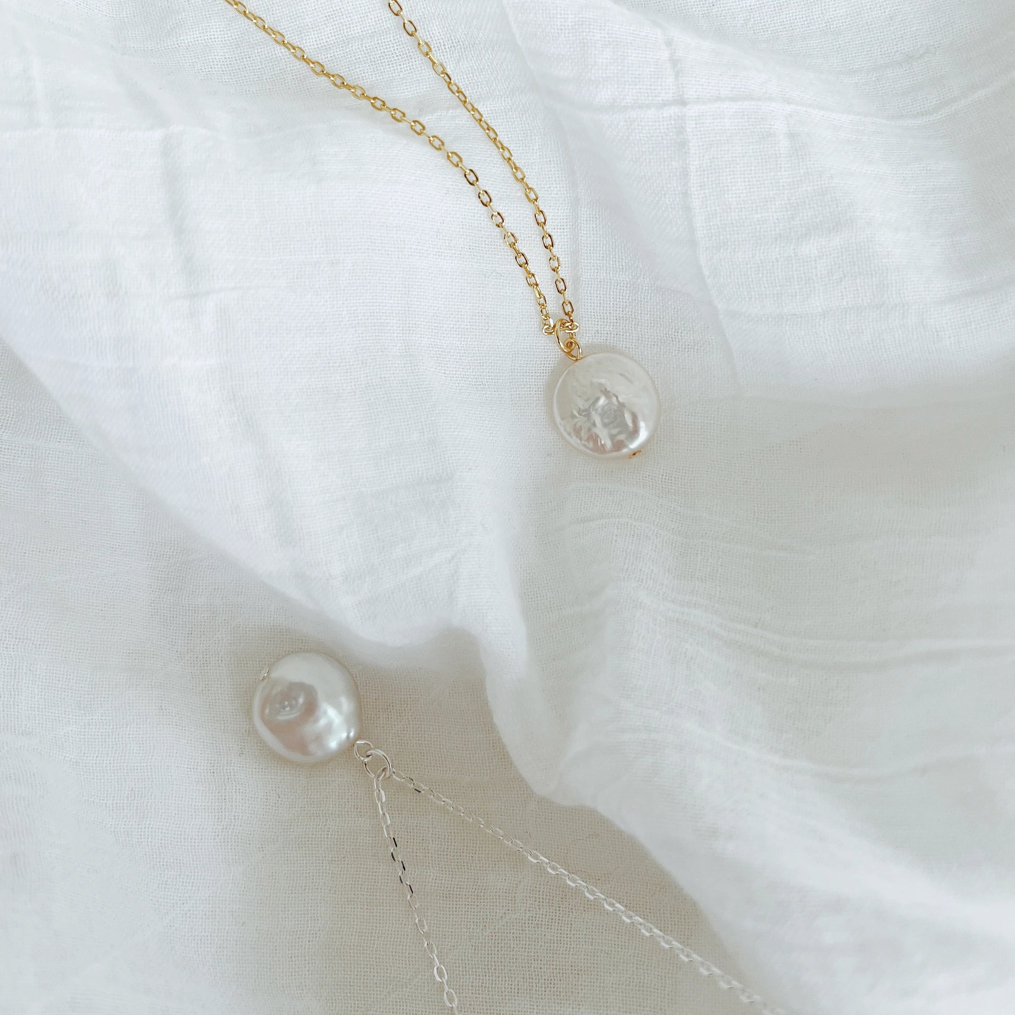 Nura Pearl Coin Necklace - Gold