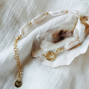Gathered Pearl Bracelet - Gold