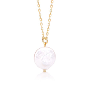 Nura Pearl Coin Necklace - Gold