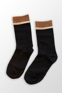 Ribbed Block Sock | Black & Taupe