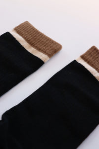 Ribbed Block Sock | Black & Taupe